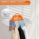 FOCHIER F Laundry Drying Rack Wall Mounted Clothes Drying Rack Collapsible with 4 Aluminum Rods and Drilling Template Long Screwdriver Bit 60 lbs Capacity (White, 23.6") by CozyNest Decor