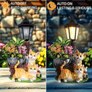 Solar Cat Outdoor Statues, Garden Sculptures with Flowerpot Decor & Solar Lantern for Yard Art Lawn Ornaments Porch Patio Balcony - Idea Gifts for Women Mom Grandma by GreenHaven Gardens