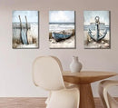 3Pcs Coastal Beach Canvas Wall Art Sailboat Paddle And Anchor Paintings Pictures Wall Decor Nautical Posters Prints Artwork Suitable for Living Room Bedroom Home Office Corridor Home Decroation by CozyNest Decor