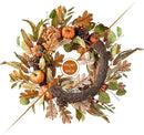 Glitzhome 24''D Fall Pumpkin Leaf Floral Wreath Decor, Artificial Harvest Door Wreath for Autumn or Thanksgiving Decoration by CozyNest Decor