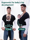 BABELIO Baby Wraps Carrier with Adjustable Buckle, Easy to Wear Lightweight Baby Carrier Newborn, Hands Free Toddler Infant Slings 7-35lbs Black by TinyTreasures Baby Boutique