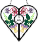 KY&BOSAM Heart Suncatcher Mom Stained Glass for Windows Hangings Wind Chimes with Pressed Flower Heart in Glass with Metal Trim Heart Charm Birthday Gifts for Women Mother`s Day Christams Home Decor by GreenHaven Gardens