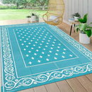 Pauwer Waterproof Outdoor Rug 6x9, Reversible Plastic Straw Patio Camping Rug, Indoor Outdoor RV Mat Carpet for Deck, Camper, Porch, Balcony, Backyard, Picnic, Bordered Teal by GreenHaven Gardens
