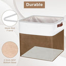 13x13 Cube Storage Bins, Collapsible Fabric Storage Box, 4 Pack Closet Baskets with Handles for Organizing, Shelf, Toys, Clothes, Home, Office, Nursery (Brown&White) by TinyTreasures Baby Boutique