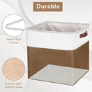 13x13 Cube Storage Bins, Collapsible Fabric Storage Box, 4 Pack Closet Baskets with Handles for Organizing, Shelf, Toys, Clothes, Home, Office, Nursery (Brown&White) by CozyNest Decor