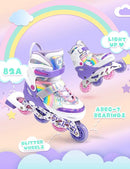 SULIFEEL Rainbow Unicorn Inline Skates for Girls Boys 4 Size Adjustable Light up Wheels Skates for Kids Beginner by TinyTreasures Baby Boutique