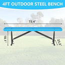 48" L Outdoor Steel Flat Bench, Heavy Duty Metal Park Bench for Outside, Expanded Metal, Commercial Benches Mesh Bench for Shopping Mall, Store, Lawn, Park, Patio, Deck, Garden (Blue, 6FT) by GreenHaven Gardens