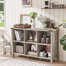 Farmhouse 6 Cube Bookshelf, Rustic Grey Oak Wooden Storage Organizer Book Shelf, 47 Inch Cubby Hallway Bookcase, Kids Toy Storage Cabinet, Modern Open Book Case for Living Room, Hallway by CozyNest Decor