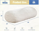 Hobestluk 5FT Bean Bag Chairs Adult Bean Bag with Portable Handle Comfy Large Bean Bag Lounge Chair with Removable Cover for Living Room Bedroom (Stripe White, 5FT) by TinyTreasures Baby Boutique