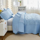 MarCielo 3-Piece 100% Cotton Oversized Bedspread Lightweight Quilt Coverlet Embroidery Farmhouse Bedding Set T0 (Light Blue, Oversized King (118"x106")) by CozyNest Decor