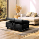 Ottoman Rectangular Storage Ottoman Bench, Faux Leather Footrest, Coffee Table, Stool Footstool with Hinged Lid for Living Room, Bedroom, Entryway, Black, 28.5"x19"x17.5" by CozyNest Decor