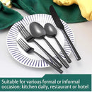 Hand Forged Stainless Steel Flatware Set Silverware Set Cutlery Set Hexagon Handle Black Mirror Finished 20 Pieces Service for 4 by CozyNest Decor