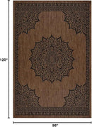 CAMILSON Outdoor Rug 8x10 Medallion Nut Brown Black Modern Area Rugs for Indoor and Outdoor Patios, Kitchen and Hallway Rug, Washable Porch Deck Outside Carpet (8 x 10) by CozyNest Decor