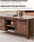 OKD 48" Farmhouse Lift Top Coffee Table with Sliding Barn Door,Rustic Center Table with Hidden Storage Compartment,Lifting Tabletop and Adjustable Shelf for Living Room,Office,Reclaimed Barnwood by CozyNest Decor