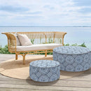 Inflatable Ottoman Stool D31 xH14 for Outdoor/Indoor Use, Water Repellent Patio Foot Rest Stool with Portable Handle,Round Pouf Ottoman Suitable for Garden,Deck and Camping - Medallion Blue by CozyNest Decor