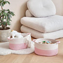 Storage Baskets for Organizing | 15"x10.2"x9.1" - 1 Pack Nursery Bin with Handles - Woven Cotton Rope Baskets for Dog Toys, Books, Shelf, Bathroom,Closet -Pink Basket for Girls by TinyTreasures Baby Boutique