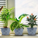 Outdoor Flower Pots for Plants Set of 3 Pack 11 Inch Planter Pot, Large Plastic Plant Pots Indoor Plants with Drainage Holes & Trays, Modern Decorative Garden Containers Sets for House(Blue) by CozyNest Decor