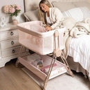Baby Bedside Sleeper - Bassinet & Bedside Crib with Height Adjustment & Wheels - Can Be Placed Next to Bed - Attaches to Parents Bed - Easy to Fold & Carry Bassinet for Girls (Pink) by CozyNest Decor