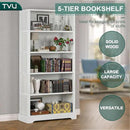 TVU 5-Shelf Wood Bookcase, 65 Inch Tall Bookshelf with Storage, Floor Standing Display Book Shelf，for Living Room Bedroom Study Office，Antique White by CozyNest Decor