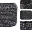 Small Storage Baskets for Organizing | Closet Organizer Bins | Shelf Toy Basket | Woven Rope Baskets | Cube Decorative Box | Shallow Basket | 11.5x7.5x4.7” | 4 Packs Dark Gray by GreenHaven Gardens