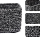 Small Storage Baskets for Organizing | Closet Organizer Bins | Shelf Toy Basket | Woven Rope Baskets | Cube Decorative Box | Shallow Basket | 11.5x7.5x4.7” | 3 Packs Dark Gray by TinyTreasures Baby Boutique