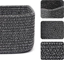 Small Storage Baskets for Organizing | Closet Organizer Bins | Shelf Toy Basket | Woven Rope Baskets | Cube Decorative Box | Shallow Basket | 11.5x7.5x4.7” | 4 Packs Dark Gray by CozyNest Decor