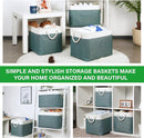 Bidtakay Large Storage Baskets for Shelves 3 Pack Fabric Storage Bins for Organizing Linen Collapsible Organizer for Closet-Deep Green by TinyTreasures Baby Boutique