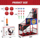 Basketball Arcade Game Indoor Outdoor, Kids Basketball Hoop with 4 Balls & Pump, Single Shot Basketball Game at Home, Carnival Games Sport Toys Gifts for Boys Girls Teens by TinyTreasures Baby Boutique