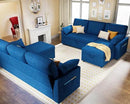 VanAcc Sleeper Sofa - 2 in 1 Pull Out Couch Bed with Storage Chaise for Living Room, Linen Blue by CozyNest Decor