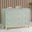 Delta Children babyGap Legacy 6 Drawer Dresser with Leather Pulls and Interlocking Drawers Greenguard Gold Certified, Sage Green w/Natural by TinyTreasures Baby Boutique
