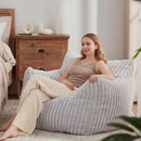 Giant Bean Bag Chairs for Adults Teens, Large Bean Bag Sofa Chairs with Filling Comfy Fuzzy BeanBag Chair with Armrests for Bedroom Living Room Reading (Light Gray, Large) by CozyNest Decor