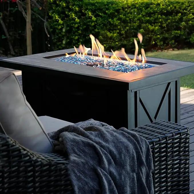 BALI OUTDOORS Fire Pit Table Propane Gas Firepit Rectangular Fire Table 42In 60,000 BTU for Outside Patio Backyard Deck Balcony, photo 7 of 7