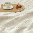 Amélie Home Chenille Knit Throw Blanket for Couch, Checkered Texture Decorative Soft Blanket for Sofa, Bed & Living Room, 50"x60", Ivory by CozyNest Decor
