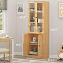 71" Tall Bookcases Set of 2, Bookshelves with Doors, 5-Shelf Bookcase with Storage, Wooden Bookshelf Floor Standing Display Storage Shelves Home Decor Furniture for Living Room,Bedroom,Natural by CozyNest Decor