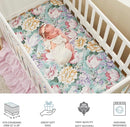 Brandream Crib Bedding Sets for Girls Garden Floral Nursery Set 3-Piece | Ruffled Baby Comforter, Crib Sheet and Tulle Lace Crib Bed Skirt, Green White by TinyTreasures Baby Boutique