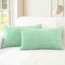 CaliTime Throw Pillow Covers Decorative 16 X 26 Inches Pack of 2 Cozy Chenille Cushion Cases for Couch Sofa Bed Living Room Home Grey Green by CozyNest Decor