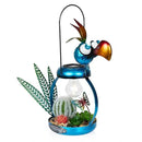 Alpine Corporation LYT290SLR-HH Solar-Powered Metal Flamingo with Garden Enclosed LED Light, Solar Patio Decor, 16''H, Blue by GreenHaven Gardens
