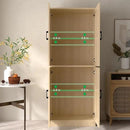 Oak Kitchen Pantry, 71" Tall Cabinet with Doors, Hutch with Storage for Dining Room