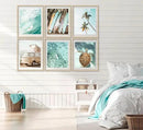 EVPYXFUT Set of 6 Tropical Beach Canvas Wall Art Surf Poster Summer Ocean Coastal Pictures Turtle Print Palm Tree Surfboard Gallery Paintings Nautical Bus Wall Decor for Bedroom Bathroom Unframed by CozyNest Decor