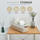 DECOMOMO Narrow Storage Bins Small Baskets for Organizing Bathroom, Toilet Tank, Towel Storage, Entryway, Gifts (Beige and White - Set of 4) by CozyNest Decor
