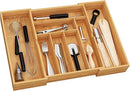 BAMEOS 3" Deepth Expandable Drawer Organizer, Deep Flatware Organizer, Adjustable Silverware Organizer, Bamboo Drawer Organizer for Kitchen, Bathroom (Natural) by CozyNest Decor