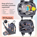 Dikaslon Diaper Bag Backpack with Portable Changing Pad, Pacifier Case and Stroller Straps, Large Unisex Baby Bags for Boys Girls, Multipurpose Travel Back Pack for Moms Dads, Dark Gray by TinyTreasures Baby Boutique