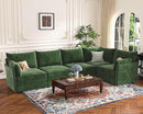 135.5" Oversized Modular Sectional Sofa, L Shaped Convertible Couch with Movable Ottoman, 5 Seat Corner Couches for Living Room Deep Seat Green Chenille by CozyNest Decor