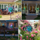 Solar Wind Spinners for Yard and Garden-60.6 Inch 360° Metal Wind Sculptures Outdoor Clearance Kinetic Windmills with Multi Color Led Glass Ball by CozyNest Decor