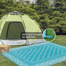 Pauwer Waterproof Outdoor Rug 9x12, Reversible Plastic Straw Patio Camping Rug, Indoor Outdoor RV Mat Carpet for Deck, Camper, Porch, Balcony, Backyard, Picnic, Bordered Teal by GreenHaven Gardens