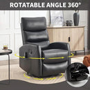 Manual Swivel Rocker Recliner Chair for Adults, Overstuffed Reclining Glider Chair for Nursing with Vibration Massage & Heat, Living Room Rocking Recliner 3-Stage backrest, Faux Leather Black by CozyNest Decor