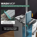 JOYMOOP Mop and Bucket with Wringer Set, Flat Squeeze Mop Flat Head, Dust Mops for Wall Cleaner with Long Handle, Hands-Free Microfiber Mops for Floor Cleaning - White by CozyNest Decor