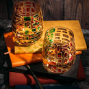 Italian Multicolor Renaissance Stained Glass Rainbow Stemless Wine Glasses Set Of 2 By The Wine Sava by The Wine Savant