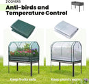 KING BIRD Large Raised Garden Bed with Cover & Netting Galvanized Elevated Planter Box with Legs 48×24×56 in for Backyard, Patio, Balcony, 400lb Capacity, Dark Grey