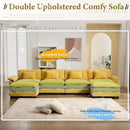 URRED Modular Sectional Sofa Comfy Cloud Couch, Modern Chenille Sofa Sleeper Deep Seat Couches with Ottoman/Pillows for Living Room (Yellow, 154'' - U Shape) by CozyNest Decor